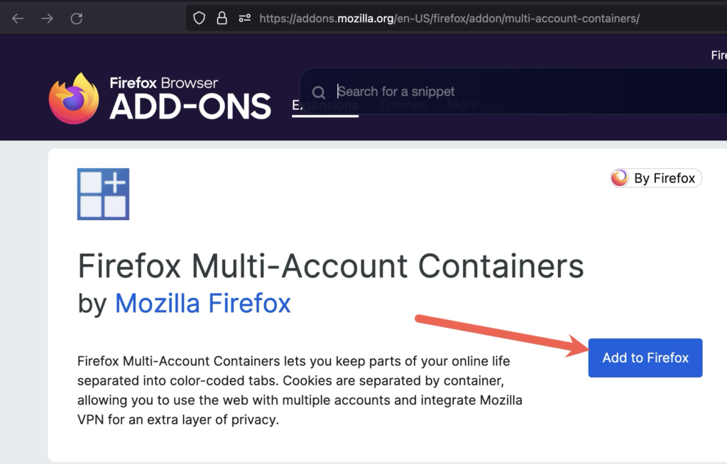 Add Container Tabs to Firefox
