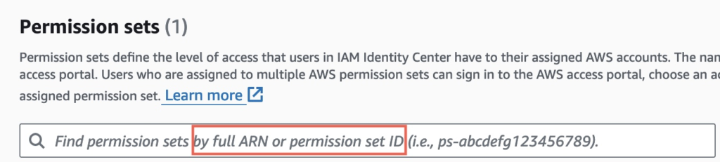 AWS SSO Find Permission Set